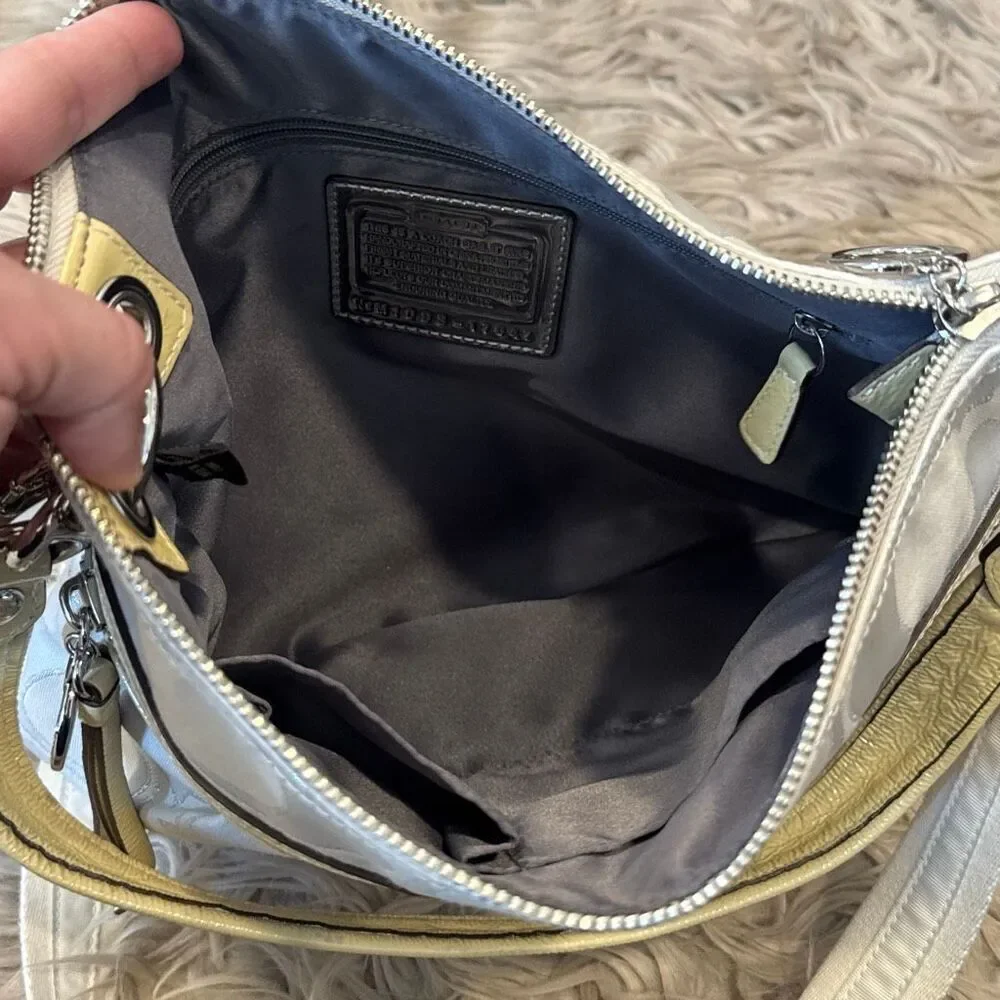 Coach Poppy Ivory with Metallic Signature Cream Shoulder Bag